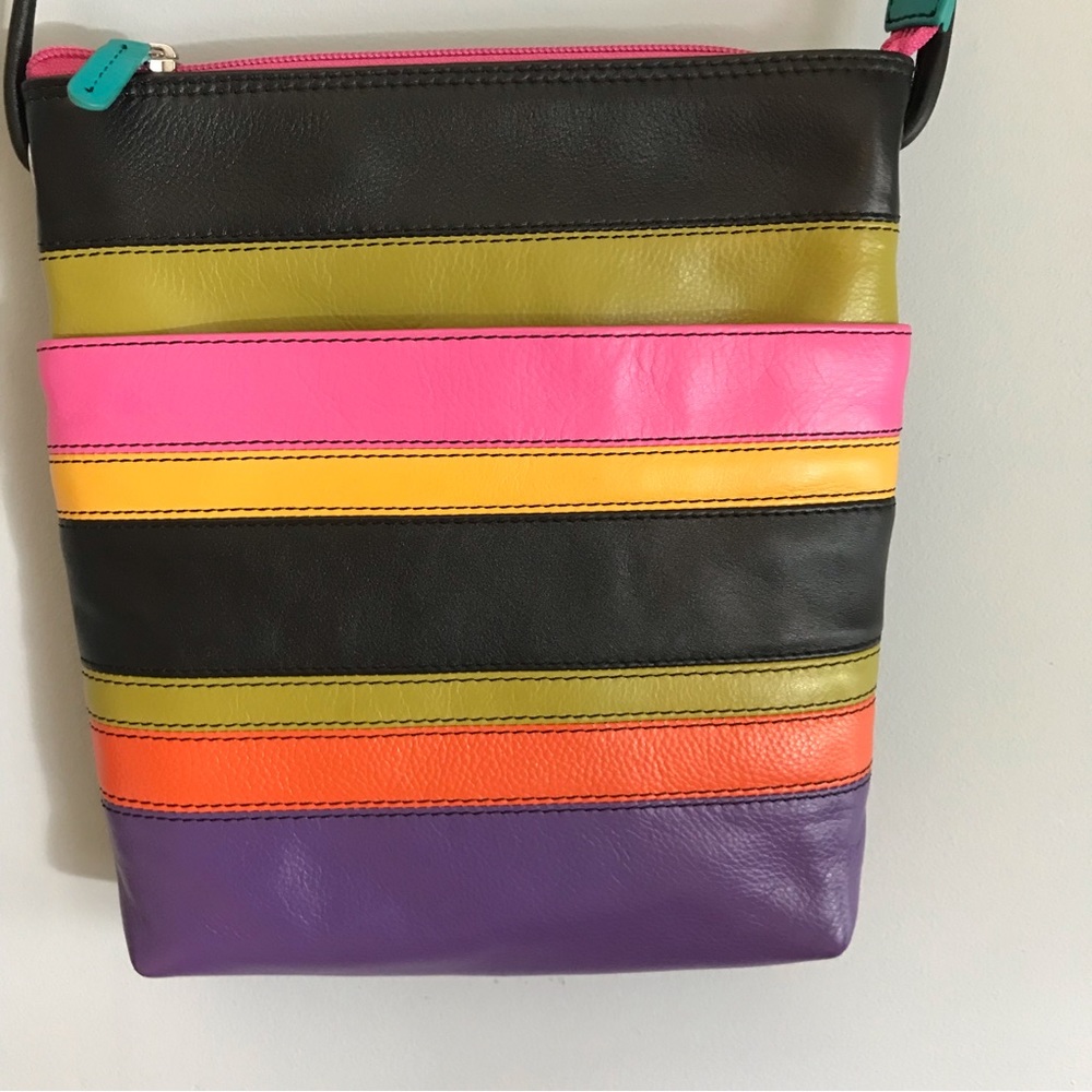 ili New York Multi Coloured Leather Crossbody Bag NWOT